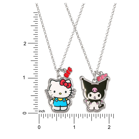* Sanrio Hello Kitty & Kuromi Best Friends Necklace Set of 2 with BFF Charm, 18" - Picture 5 of 6